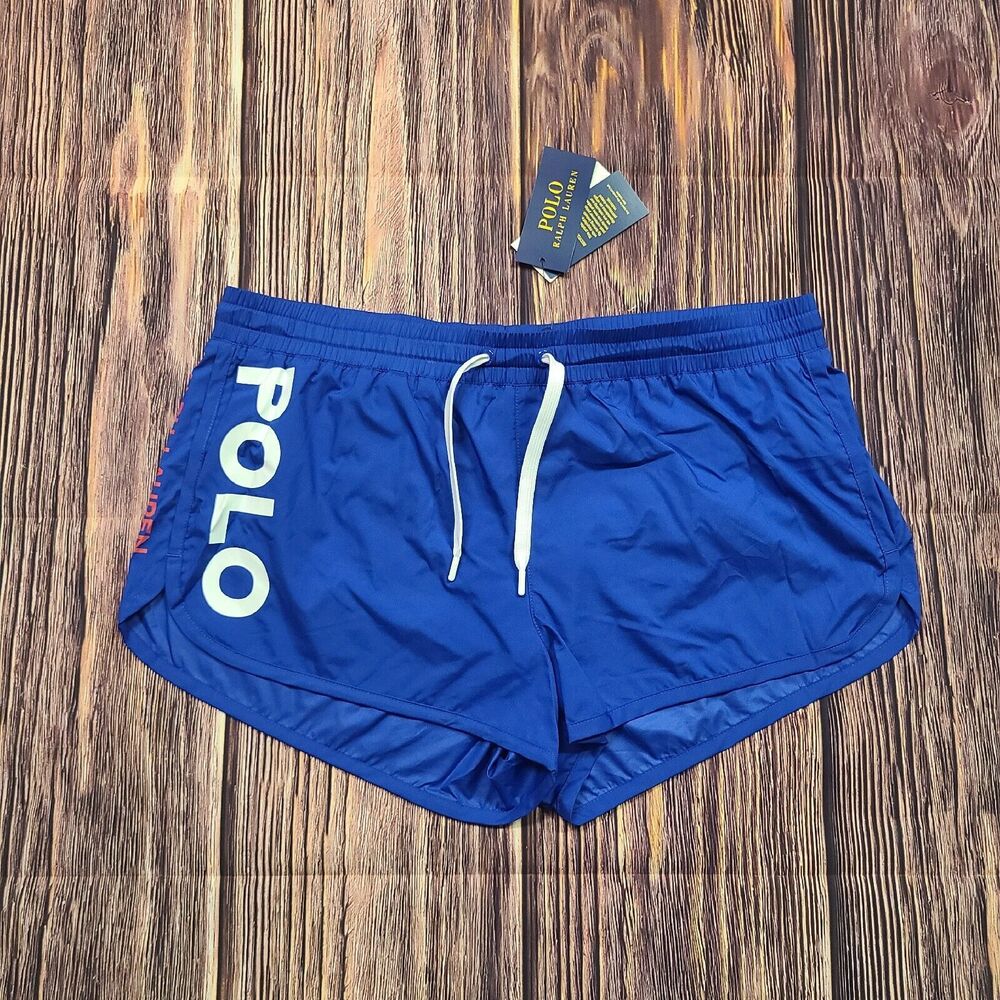 Polo Ralph Lauren Shorts Womens Medium Running Blue Trunks Sport Athletic Lined